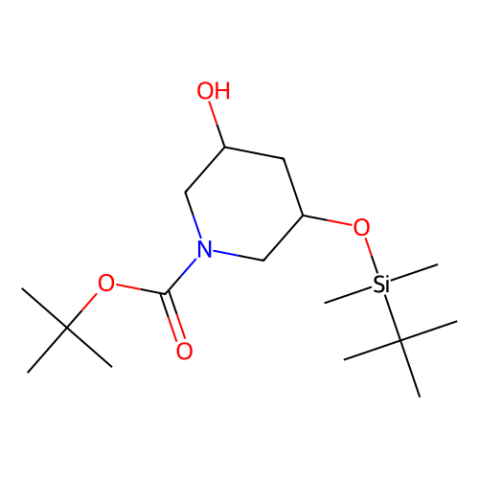 tert-butyl (3S,5S)-3-[tert-butyl(dimethyl)silyl]oxy-5-hydroxy-piperidine-1-carboxylate结构式