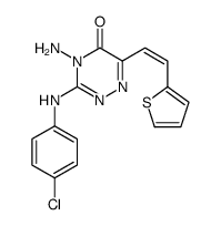 4-amino-3-(4-chloroanilino)-6-(2-thiophen-2-ylethenyl)-1,2,4-triazin-5-one结构式