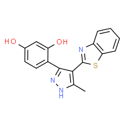 4-(4-(benzo[d]thiazol-2-yl)-5-methyl-1H-pyrazol-3-yl)benzene-1,3-diol structure