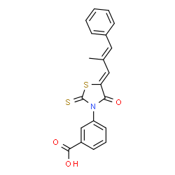 3-[5-(2-methyl-3-phenyl-2-propenylidene)-4-oxo-2-thioxo-1,3-thiazolidin-3-yl]benzoic acid结构式