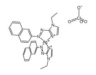 bis-[1-ethyl-2-(naphthyl-β-azo)imidazole]silver(I) perchlorate Structure