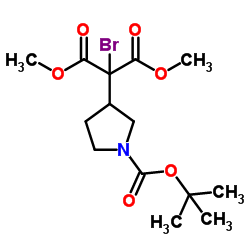 Dimethyl bromo(1-{[(2-methyl-2-propanyl)oxy]carbonyl}-3-pyrrolidinyl)malonate Structure