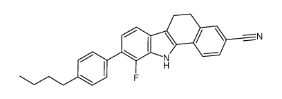 9-(4-butylphenyl)-10-fluoro-5,11-dihydro-6H-benzo[a]carbazole-3-carbonitrile结构式