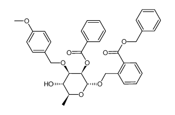 2'-(benzyloxycarbonyl)benzyl 2-O-benzoyl-3-O-p-methoxybenzyl-α-L-rhamnopyranoside Structure