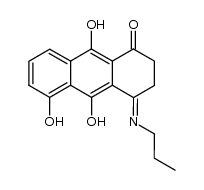 (E)-5,9,10-trihydroxy-4-(propylimino)-3,4-dihydroanthracen-1(2H)-one Structure