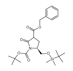 (2S)-1-tert-butyloxycarbonyl-4-benzyloxycarbonyl-2-(tert-butyldimethylsilyl)oxymethyl-5-pyrrolidone结构式