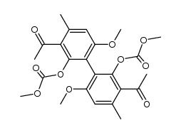 3,3'-diacetyl-6,6'-dimethoxy-4,4'-dimethyl-[1,1'-biphenyl]-2,2'-diyl dimethyl dicarbonate结构式