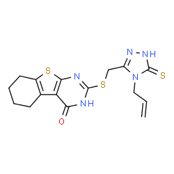 2-({[4-(prop-2-en-1-yl)-5-thioxo-4,5-dihydro-1H-1,2,4-triazol-3-yl]methyl}sulfanyl)-5,6,7,8-tetrahydro[1]benzothieno[2,3-d]pyrimidin-4(3H)-one structure