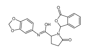 N-(1,3-benzodioxol-5-yl)-5-oxo-1-(3-oxo-1H-2-benzofuran-1-yl)pyrrolidine-2-carboxamide Structure