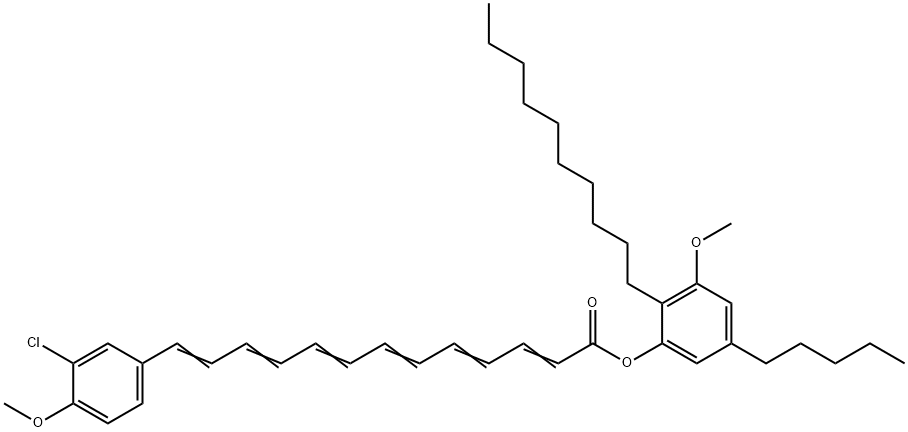 13-(3-Chloro-4-methoxyphenyl)-2,4,6,8,10,12-tridecahexaenoic acid 2-decyl-3-methoxy-5-pentylphenyl ester结构式