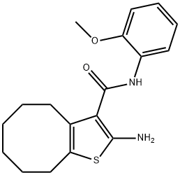 2-氨基-N-(2-甲氧基苯基)-4,5,6,7,8,9-六氢环辛基[B]噻吩-3-甲酰胺结构式