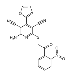 2-amino-4-(furan-2-yl)-6-[2-(2-nitrophenyl)-2-oxo-ethylsulfanyl]pyridine-3,5-dicarbonitrile结构式