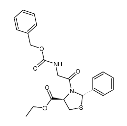 (R)-ethyl 3-(2-(((benzyloxy)carbonyl)amino)acetyl)-2-phenylthiazolidine-4-carboxylate结构式