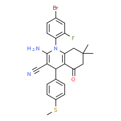 2-amino-1-(4-bromo-2-fluorophenyl)-7,7-dimethyl-4-[4-(methylsulfanyl)phenyl]-5-oxo-1,4,5,6,7,8-hexahydro-3-quinolinecarbonitrile structure