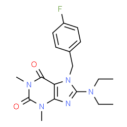 8-(diethylamino)-7-(4-fluorobenzyl)-1,3-dimethyl-3,7-dihydro-1H-purine-2,6-dione Structure