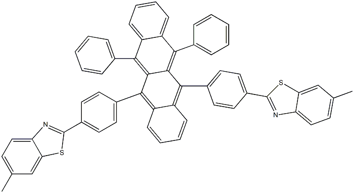 2,2'-((6,11-diphenyltetracene-5,12-diyl)bis(4,1-phenylene))bis(6-methylbenzo[d]thiazole)结构式