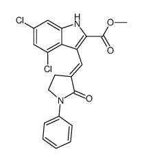 Methyl (E)4.6-dichloro3-(2-oxo-1-phenyl-pyrrolidin-3-ylidenemethyl)-1H-indole-2-carboxylate结构式