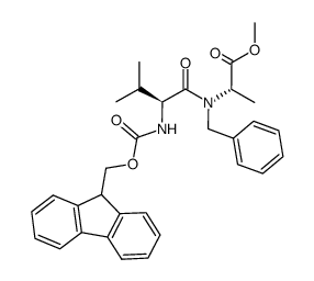 N-α-(9-fluorenylmethoxycarbonyl)-L-valinyl-N-β-benzyl-L-alanine methyl ester结构式