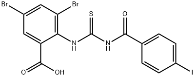 3,5-dibromo-2-[[[(4-iodobenzoyl)amino]thioxomethyl]amino]-benzoic acid structure