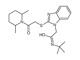 1H-Benzimidazole-1-acetamide,N-(1,1-dimethylethyl)-2-[[2-(2,6-dimethyl-1-piperidinyl)-2-oxoethyl]thio]-(9CI) Structure