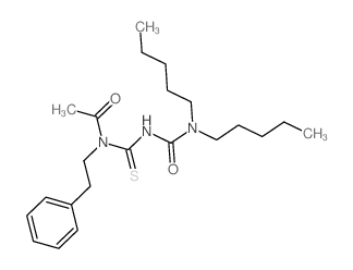 N-(dipentylcarbamoylthiocarbamoyl)-N-phenethyl-acetamide结构式