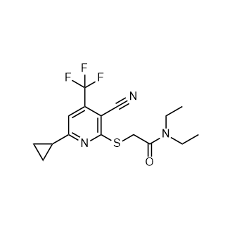 2-((3-Cyano-6-cyclopropyl-4-(trifluoromethyl)pyridin-2-yl)thio)-N,N-diethylacetamide structure