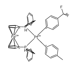 (1,1'-bis(diphenylphosphino)ferrocene)Pt(C6H4-4-CH3)(C6H4-4-CF3)结构式