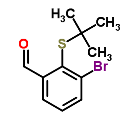 3-Bromo-2-[(2-methyl-2-propanyl)sulfanyl]benzaldehyde Structure