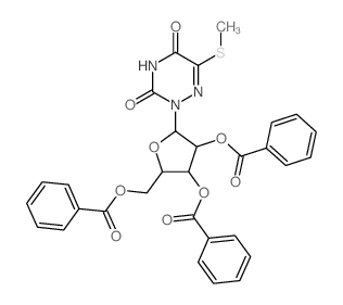 [3,4-dibenzoyloxy-5-(6-methylsulfanyl-3,5-dioxo-1,2,4-triazin-2-yl)oxolan-2-yl]methyl benzoate structure