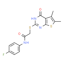 Acetamide, 2-[(1,4-dihydro-5,6-dimethyl-4-oxothieno[2,3-d]pyrimidin-2-yl)thio]-N-(4-fluorophenyl)- (9CI) picture