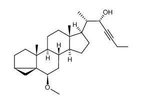 (22S)-6β-methoxy-3α,5-cyclo-27-nor-5α-cholest-23-yn-22-ol Structure