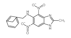 2-methyl-4,6-dinitro-N-(3-phenylpropyl)-1H-benzoimidazol-5-amine结构式