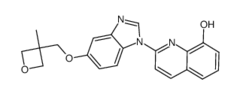 2-(5-((3-methyloxetan-3-yl)methoxy)-1H-benzo[d]imidazol-1-yl)quinolin-8-ol structure