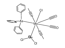 {chloro(GeCl3)(carbonyl)2(acetonitrile)2(AsPh3)molybdenum(II)}结构式