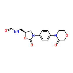 N-({(5S)-2-Oxo-3-[4-(3-oxo-4-morpholinyl)phenyl]-1,3-oxazolidin-5-yl}methyl)formamide structure