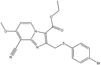 乙基 2-((4-溴苯基硫代)甲基)-8-氰基-7-甲氧基咪唑并[1,2-A]吡啶-3-羧酸酯结构式