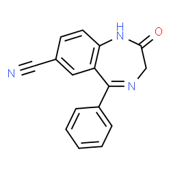 2-Oxo-5-phenyl-2,3-dihydro-1H-1,4-benzodiazepine-7-carbonitrile结构式