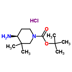 2-Methyl-2-propanyl (4S)-4-amino-3,3-dimethyl-1-piperidinecarboxylate hydrochloride (1:1) picture