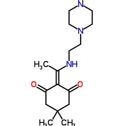 5,5-Dimethyl-2-(1-{[2-(1-piperazinyl)ethyl]amino}ethylidene)-1,3-cyclohexanedione Structure