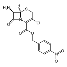 p-nitrobenzyl (6R-trans)-7-amino-3-chloro-8-oxo-5-thia-1-azabicyclo[4.2.0]oct-2-ene-2-carboxylate结构式