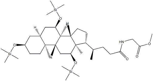 N-[24-Oxo-3α,7α,12α-tris(trimethylsiloxy)-5β-cholan-24-yl]glycine methyl ester结构式