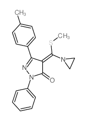 3H-Pyrazol-3-one,4-[1-aziridinyl(methylthio)methylene]-2,4-dihydro-5-(4-methylphenyl)-2-phenyl-结构式