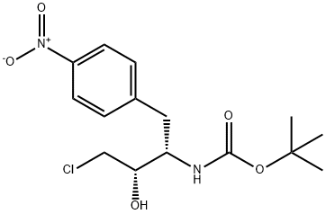 2-Methyl-2-propanyl [(2S,3S)-4-chloro-3-hydroxy-1-(4-nitrophenyl)-2-butanyl]carbamate Structure