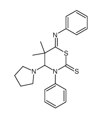 Tetrahydro-5,5-dimethyl-3-phenyl-6-(phenylimino)-4-pyrrolidino-2H-1,3-thiazin-2-thion Structure