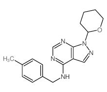 N-[(4-methylphenyl)methyl]-9-(oxan-2-yl)-2,4,8,9-tetrazabicyclo[4.3.0]nona-1,3,5,7-tetraen-5-amine picture