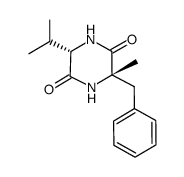 (3S,6S)-3-benzyl-3-methyl-6-isopropyl-piperazine-2,5-dione Structure