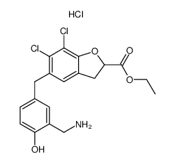 ethyl 6,7-dichloro-2,3-dihydro-5-<3-(aminomethyl)-4-hydroxybenzyl>-2-benzofurancarboxylate hydrochloride结构式