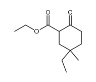 5-ethyl-5-methyl-2-oxo-cyclohexanecarboxylic acid ethyl ester Structure