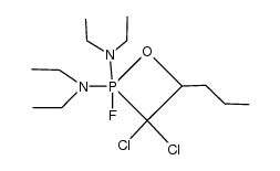 3,3-dichloro-2,2-bis(diethylamino)-2-fluoro-4-propyl-1,2λ5-oxaphosphetane结构式