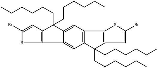 2,7-dibromo-4,4,9,9-tetrahexyl-4,9-dihydro-s-indaceno[1,2-b:5,6-b']dithiophene structure